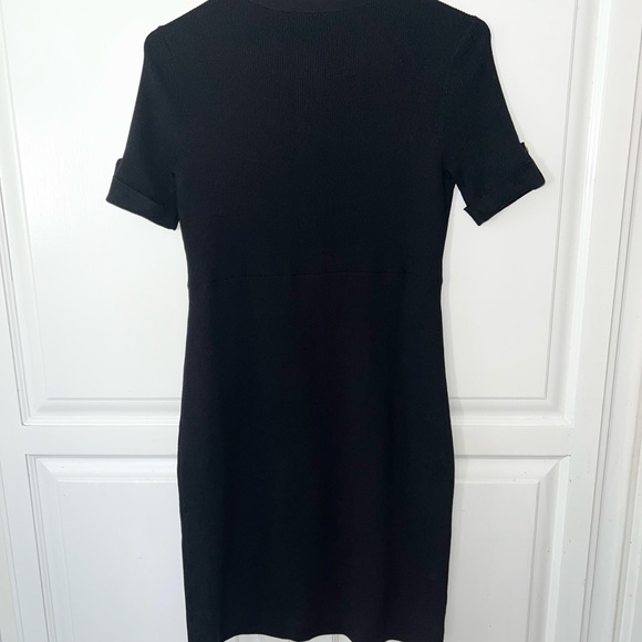 Tahari ASL Black Mini Dress with Gold Buttons XS Silk/Cotton Blend - Picture 7 of 9